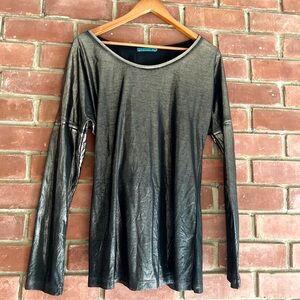 Y2K Metallic Black Mini Dress / Long Sleeve Top Velvet Shimmer Clubwear